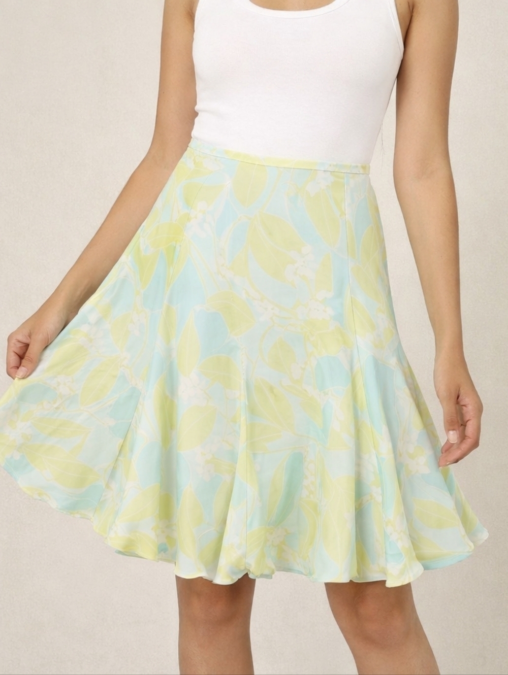 Jones Wear Floral Chiffon Skirt Size 14 Pastel Blue Yellow Flowy Spring